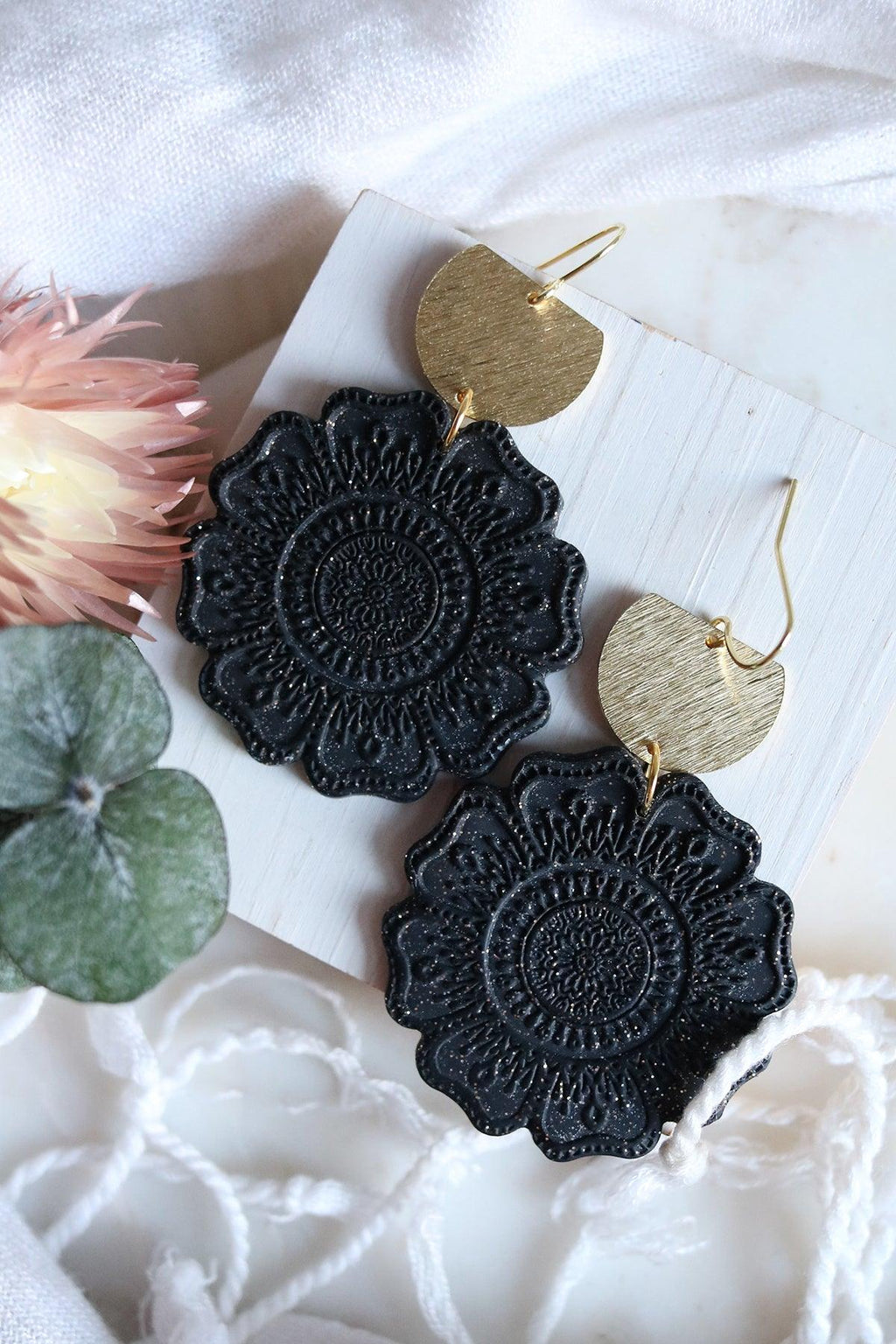Gerbera Earrings in Onyx - Petal & Posy