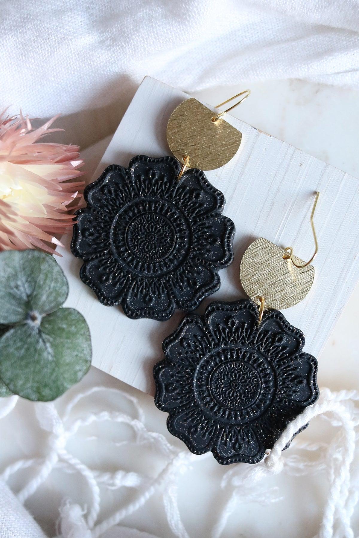 Gerbera Earrings in Onyx - Petal & Posy