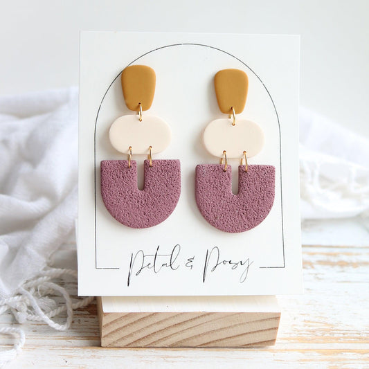 Otherside Earrings in Beet, Buttercream and Ochre | Core Collection - Petal & Posy