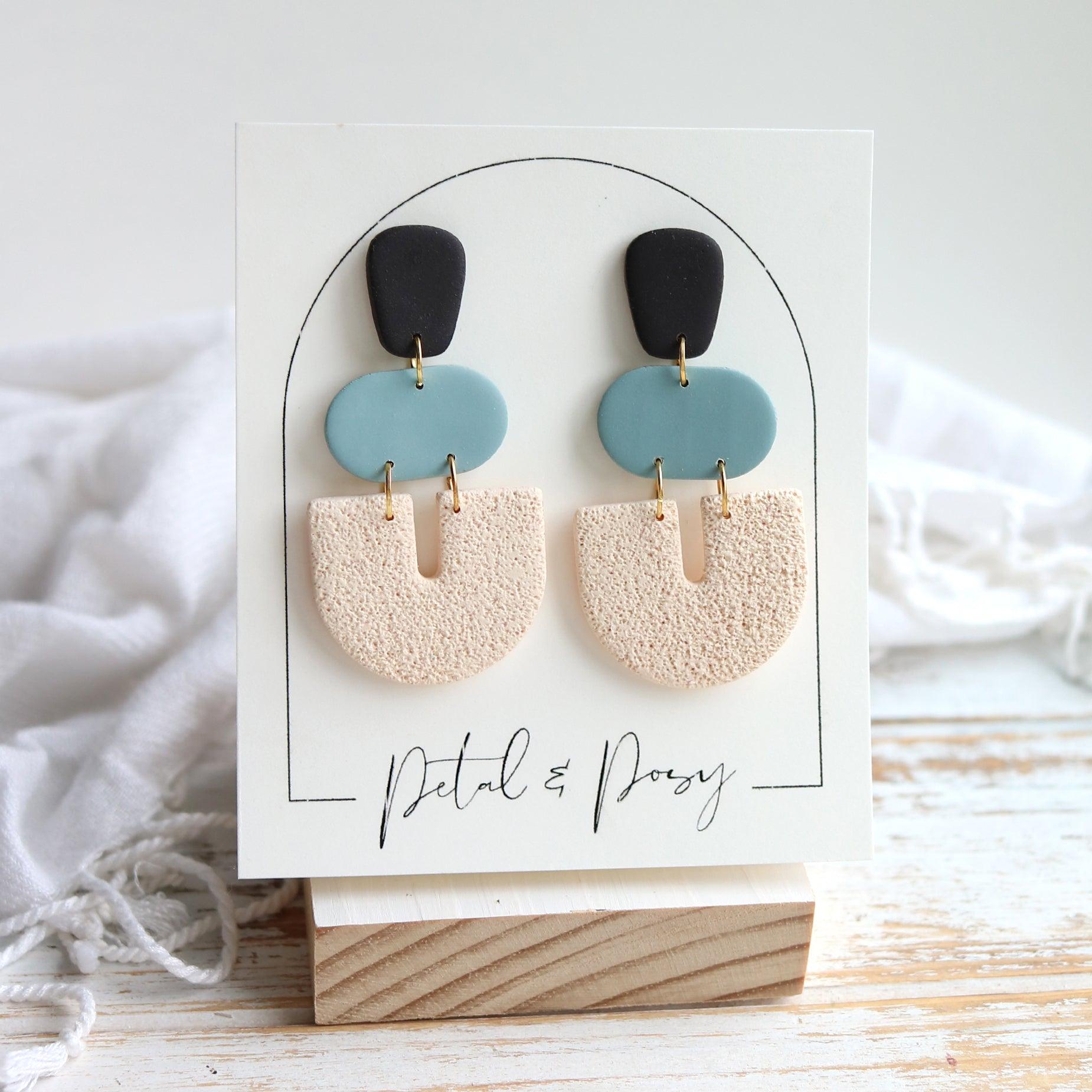 Otherside Earrings in Buttercream, Sage Blue and Coffee | Core Collection - Petal & Posy